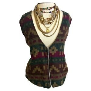 VTG Attitudes Women's Aztec Western Wool Blend‎ Vest Size Large Made in USA